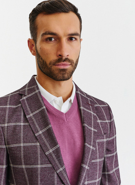 Bordowa marynarka męska w kratę