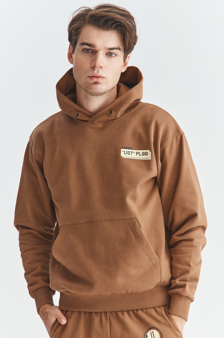 Bluza z kapturem beżowa C21WF-2K-006-E