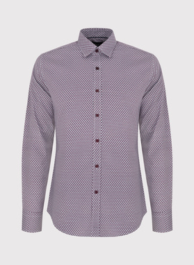 Bordowa wzorzysta koszula męska