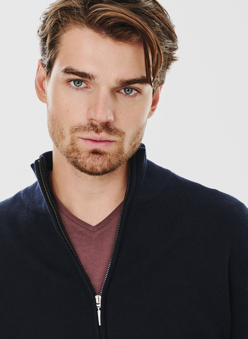 Sweter męski rozpinany w kolorze granatowym