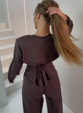 Komplet MAGNOLIA spodnie i bluza w kolorze brązowym