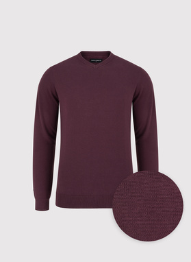 Ciemnofioletowy sweter v-neck