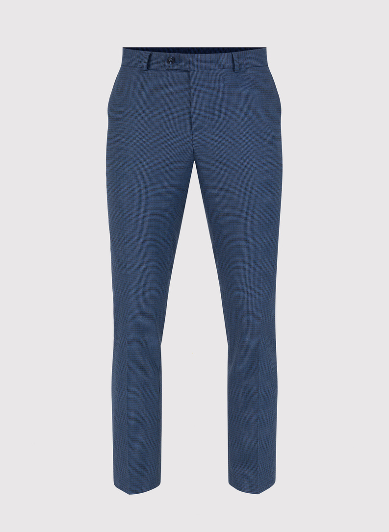 Granatowe spodnie garniturowe w pepitkę