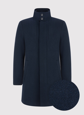 Wełniany płaszcz męski w kolorze granatowym