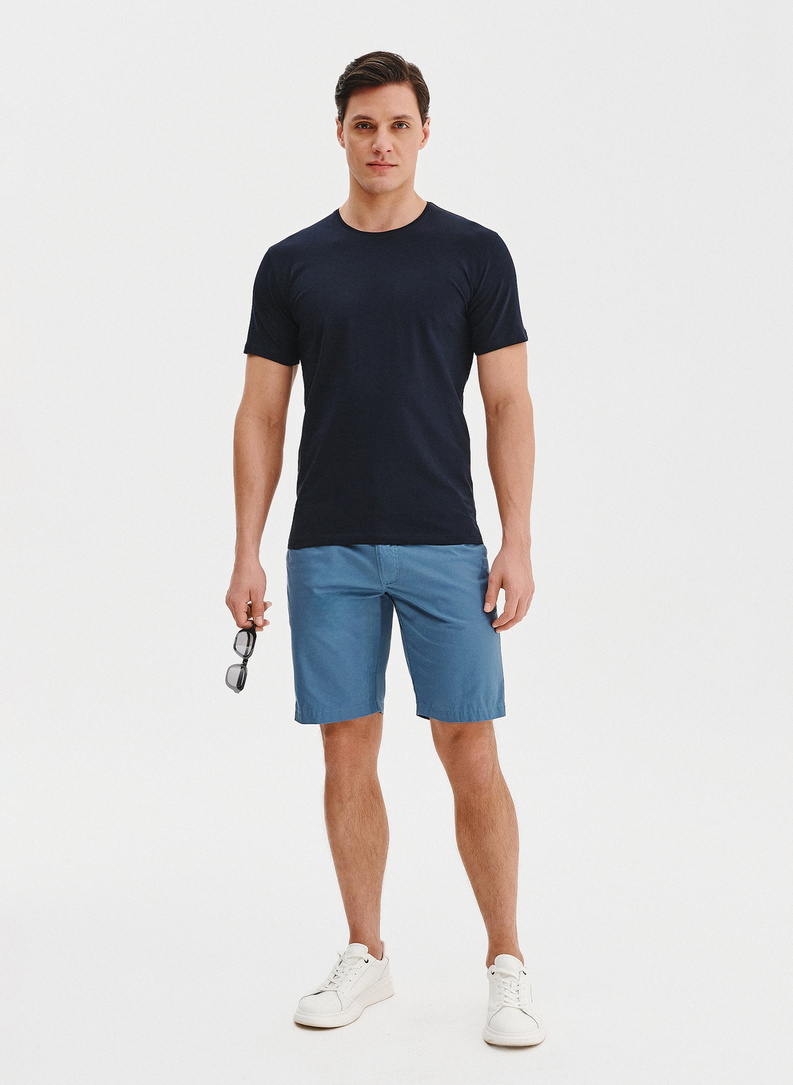 Granatowy gładki t-shirt męski