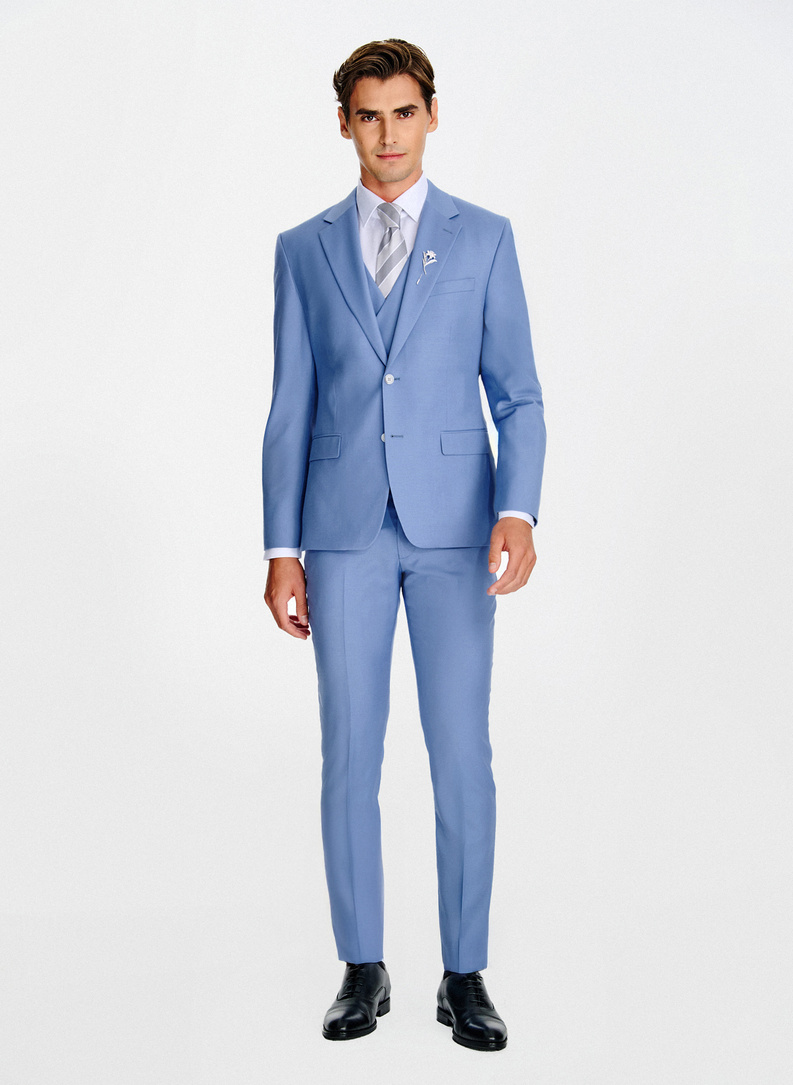 Niebieskie wełniane spodnie garniturowe