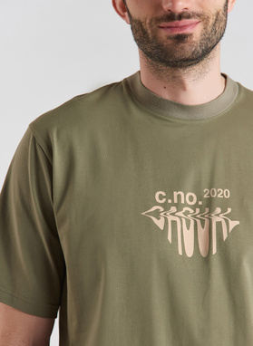 Zielony T-shirt z krótkim rękawem oversize C21SF-TX-002-Z