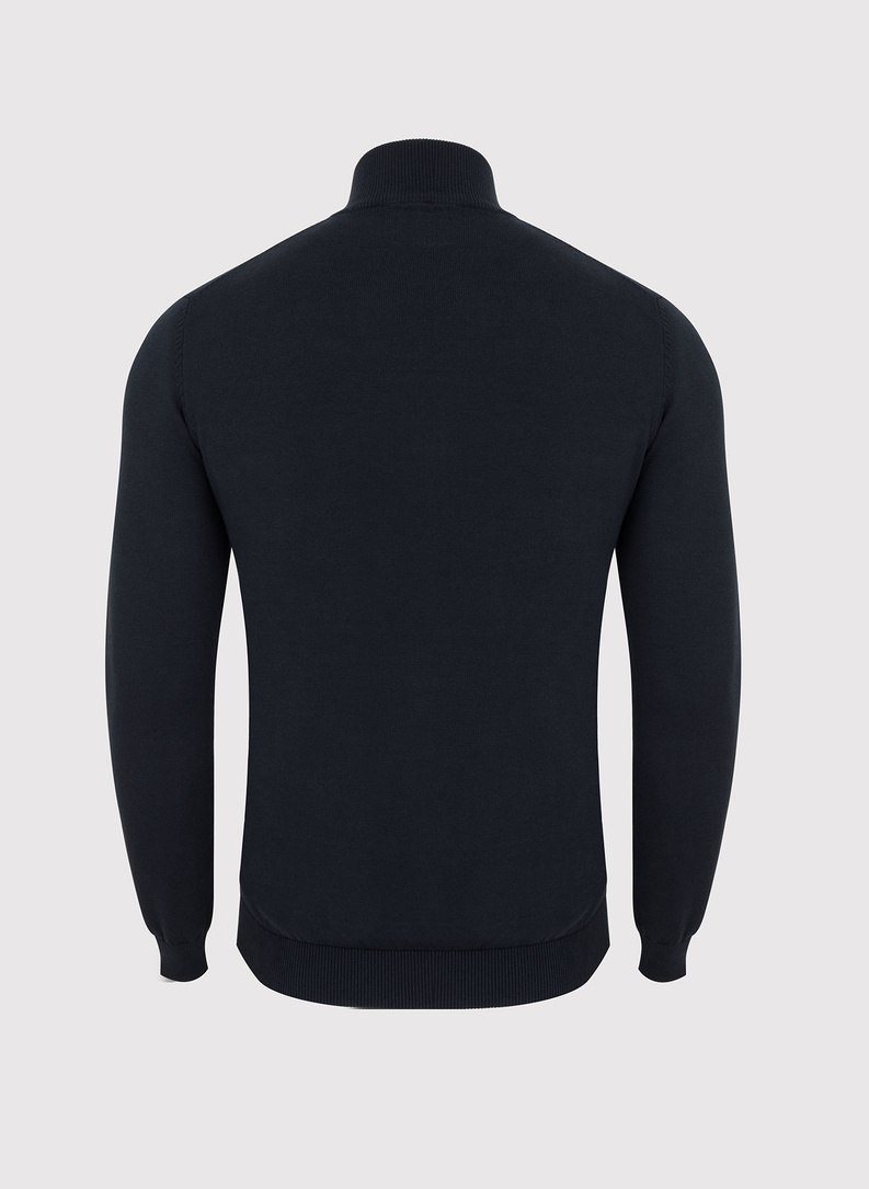 Czarny rozpinany sweter męski ze stójką