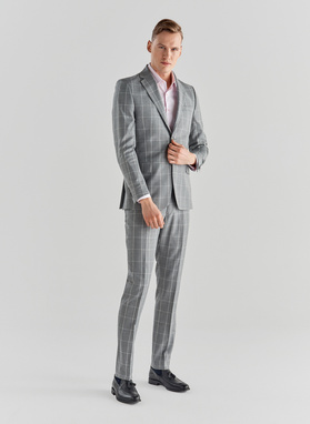 Szary garnitur BUENAVISTA w kratę 