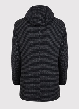 Szary płaszcz męski z odpinanym kapturem