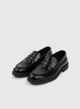Czarne lakierowane mokasyny męskie