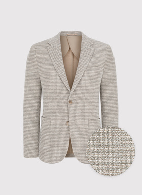 Beżowa marynarka w pepitkę