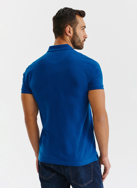 Gładki T-shirt polo w kolorze indygo