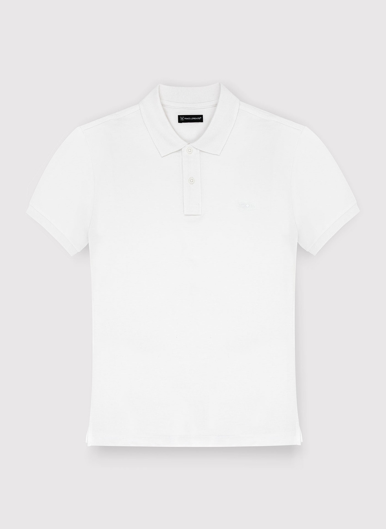 Gładki T-shirt polo w kolorze białym