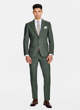 Zielone wełniane spodnie garniturowe