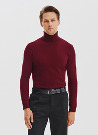 Bordowy gładki golf męski