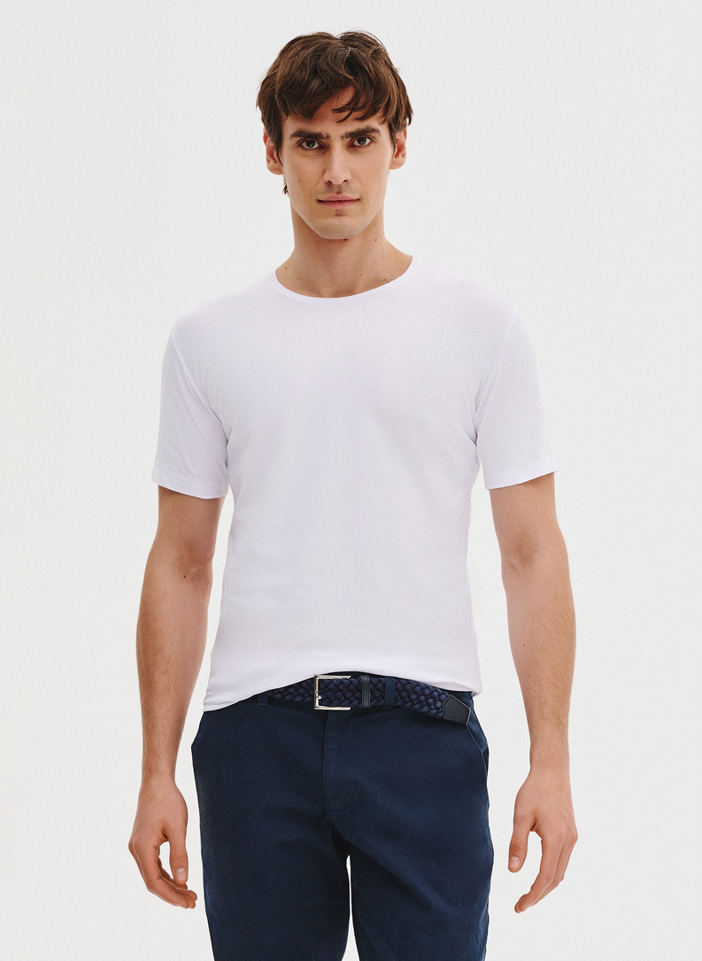 Biały gładki t-shirt męski