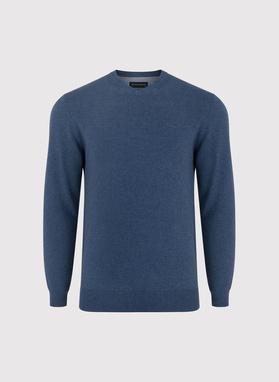 Niebieski męski sweter w serek