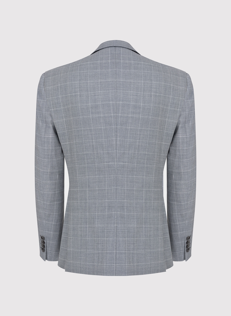 Szary garnitur męski z wełny