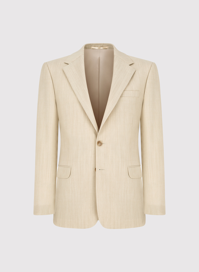 Ślubny beżowy garnitur z wełny