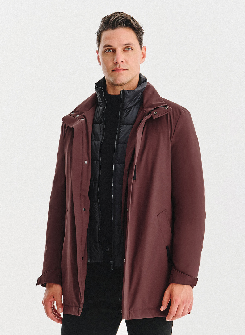 Bordowa kurtka puchowa