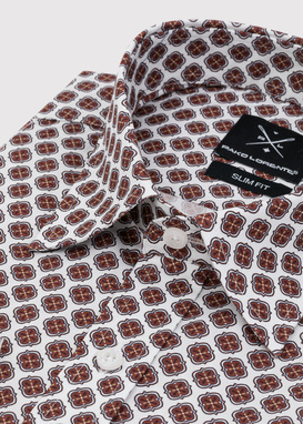 Casualowa koszula męska w brązowy wzór