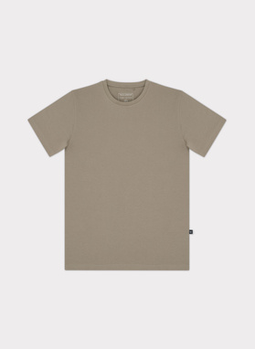 Bawełniany beżowy t-shirt z okrągłym dekoltem