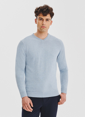 Jasnoniebieski sweter męski v-neck