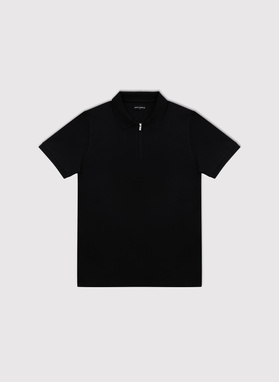 Czarne polo z bawełny merceryzowanej
