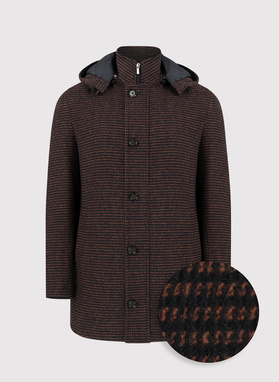 Płaszcz męski w mikrowzór z odpinanym kapturem 