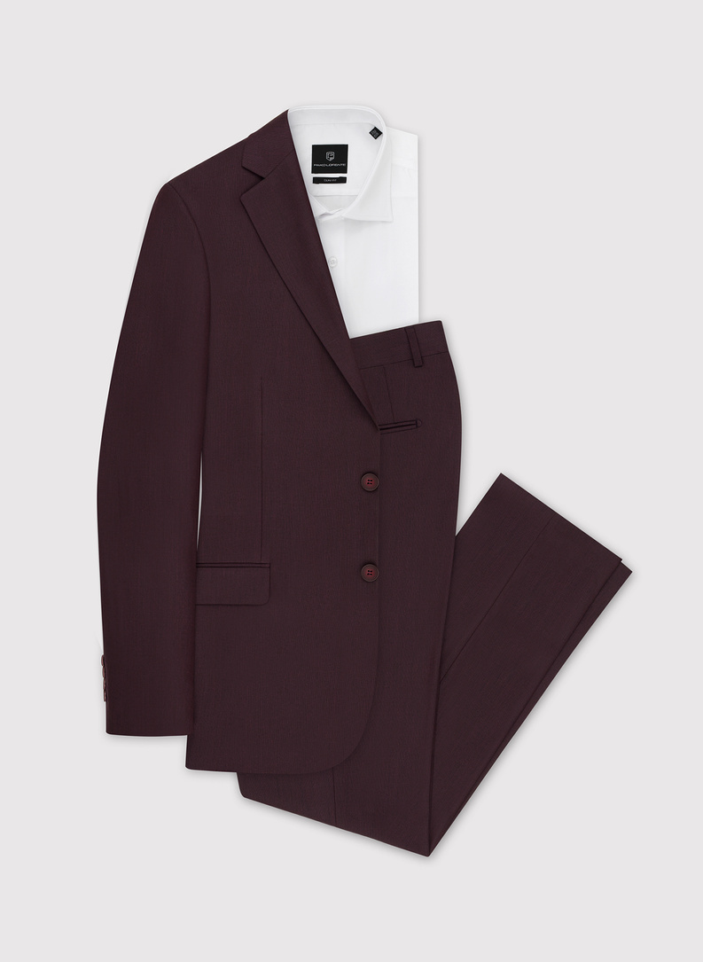 Dwuczęściowy garnitur męski w kolorze burgundowym