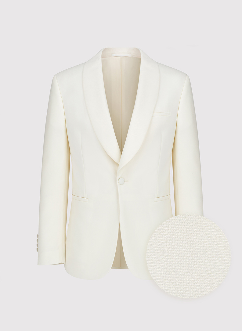 Ślubna wełniana marynarka smokingowa w kolorze ecru