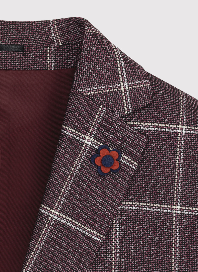 Bordowa marynarka męska w kratę