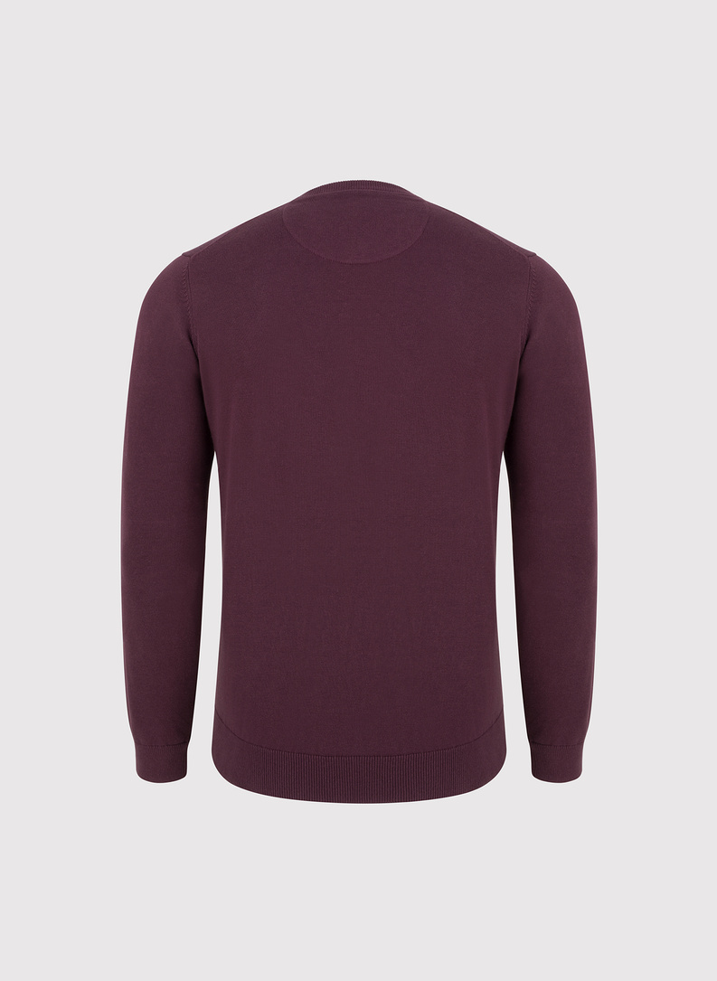 Ciemnofioletowy sweter v-neck