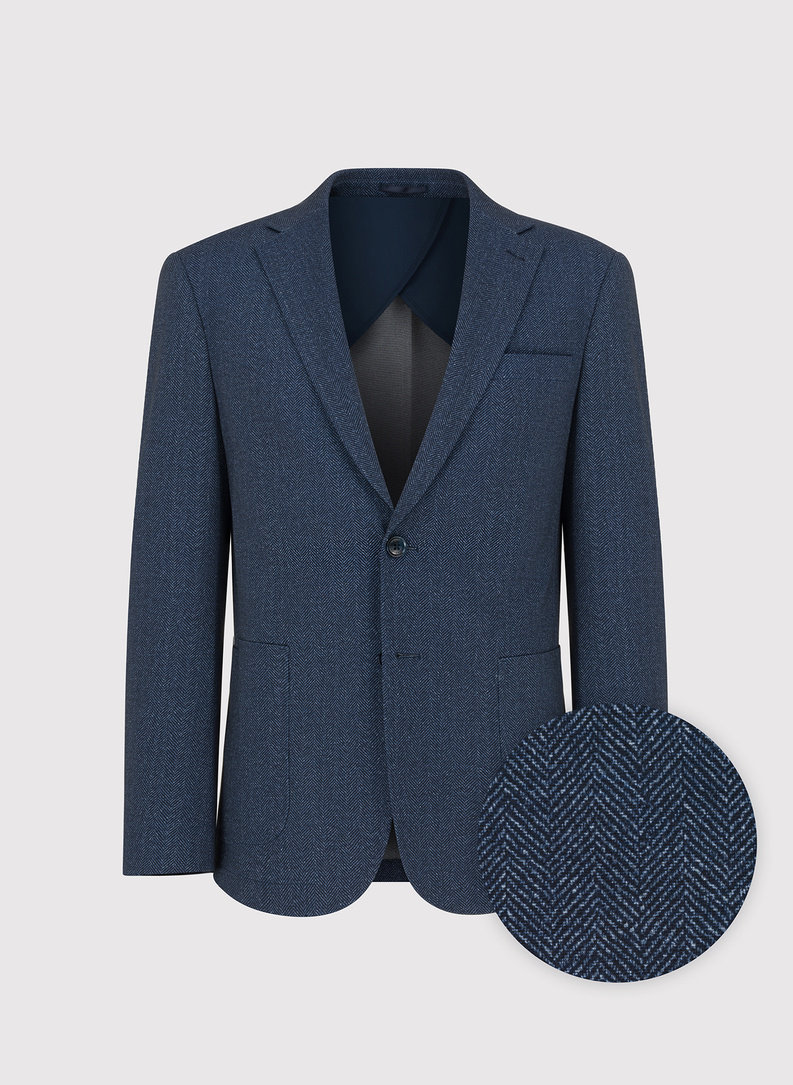 Granatowa marynarka w jodełkę