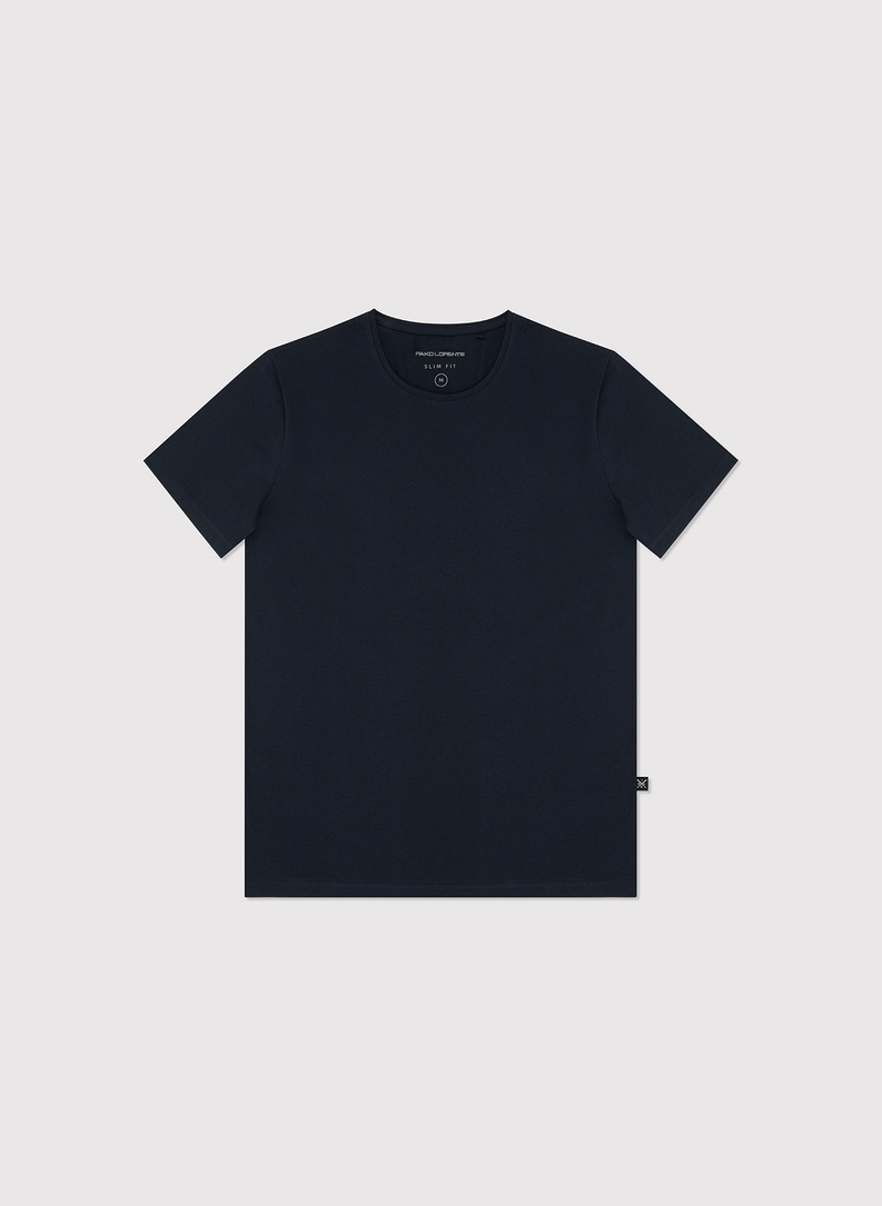 Granatowy gładki T-shirt Basic