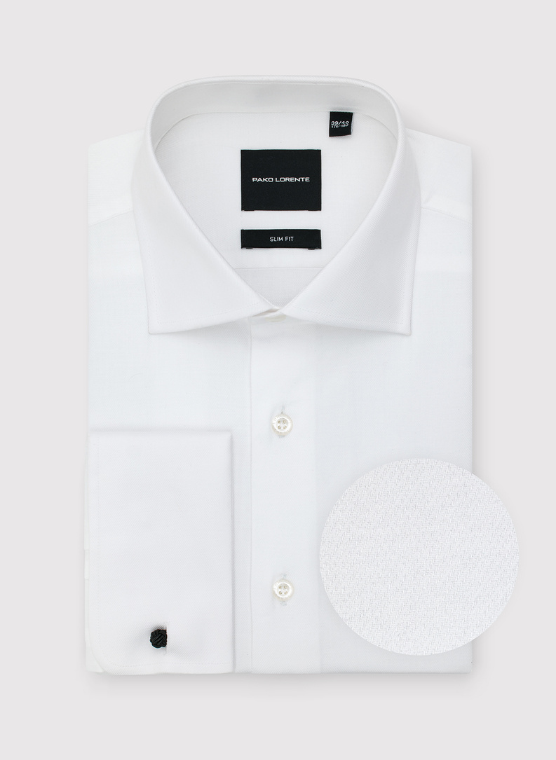 Biała koszula męska na spinki