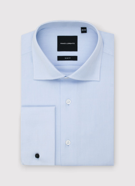 Niebieska koszula męska na spinki