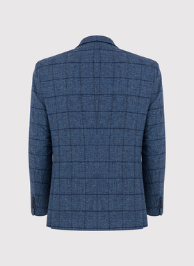 Granatowa marynarka męska w kratkę 