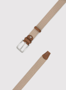 Beżowy pleciony pasek męski