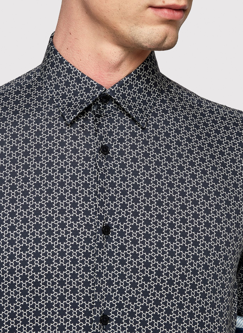 Granatowa koszula męska w biały wzór