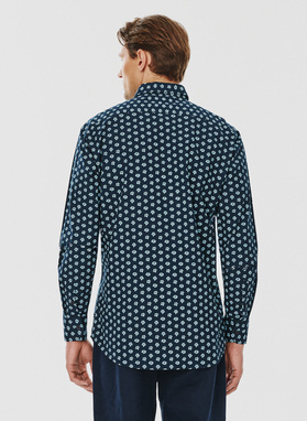 Granatowa koszula męska w kwiaty