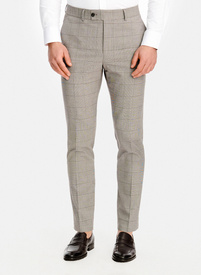 Brązowe spodnie garniturowe w kratę