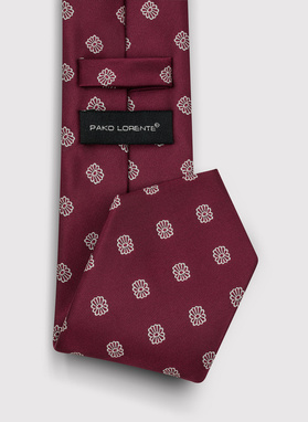 Bordowy męski krawat w kwiatki