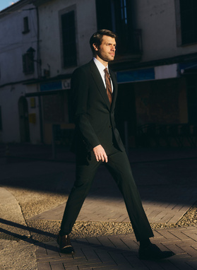 Wełniana marynarka garniturowa w kolorze zielonym