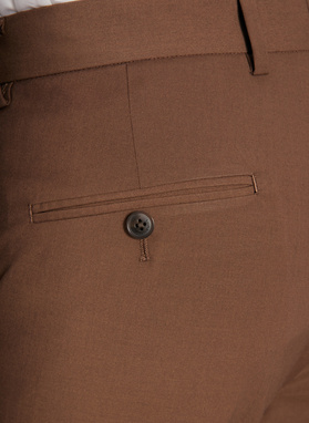 Gładkie brązowe spodnie garniturowe