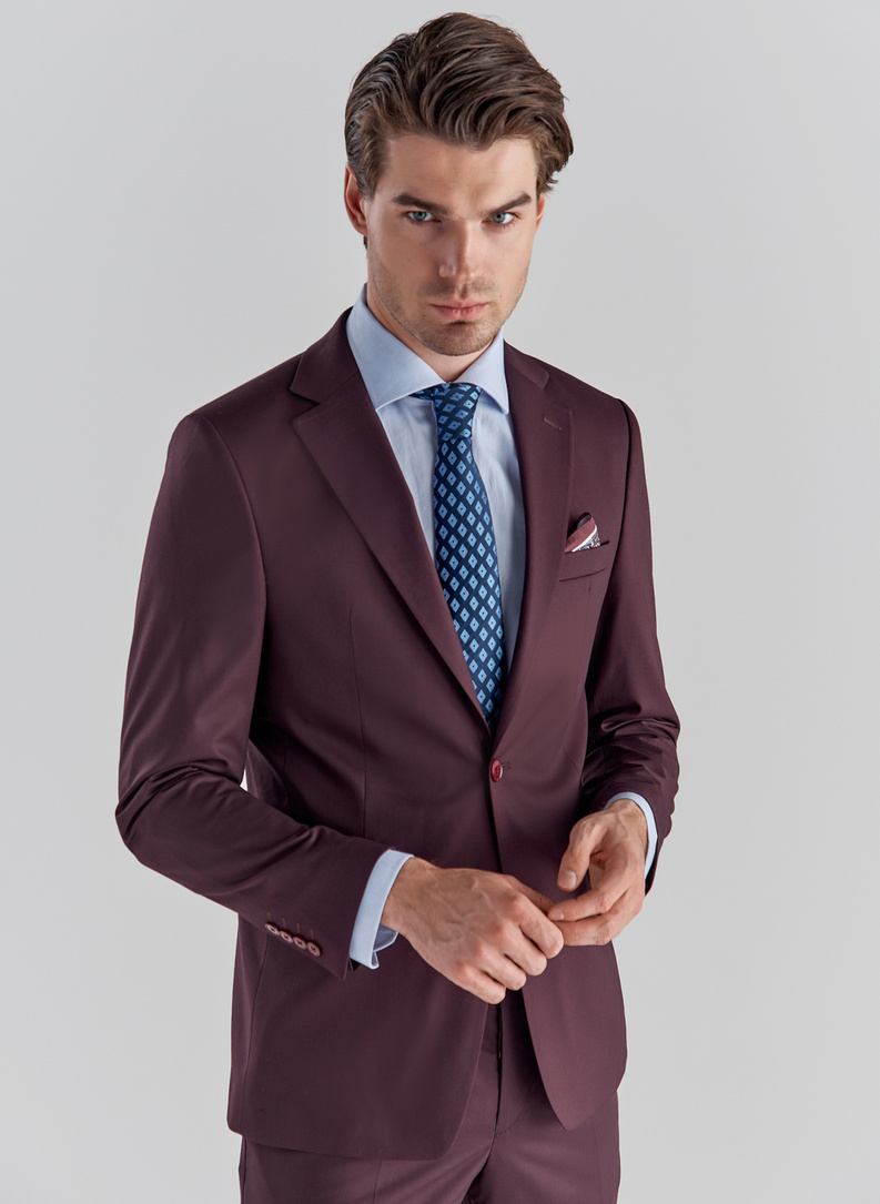 Bordowa marynarka garniturowa P22SF-3G-016-D-S