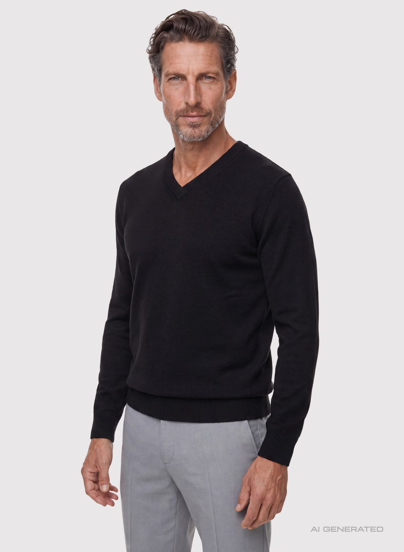 Czarny sweter v-neck