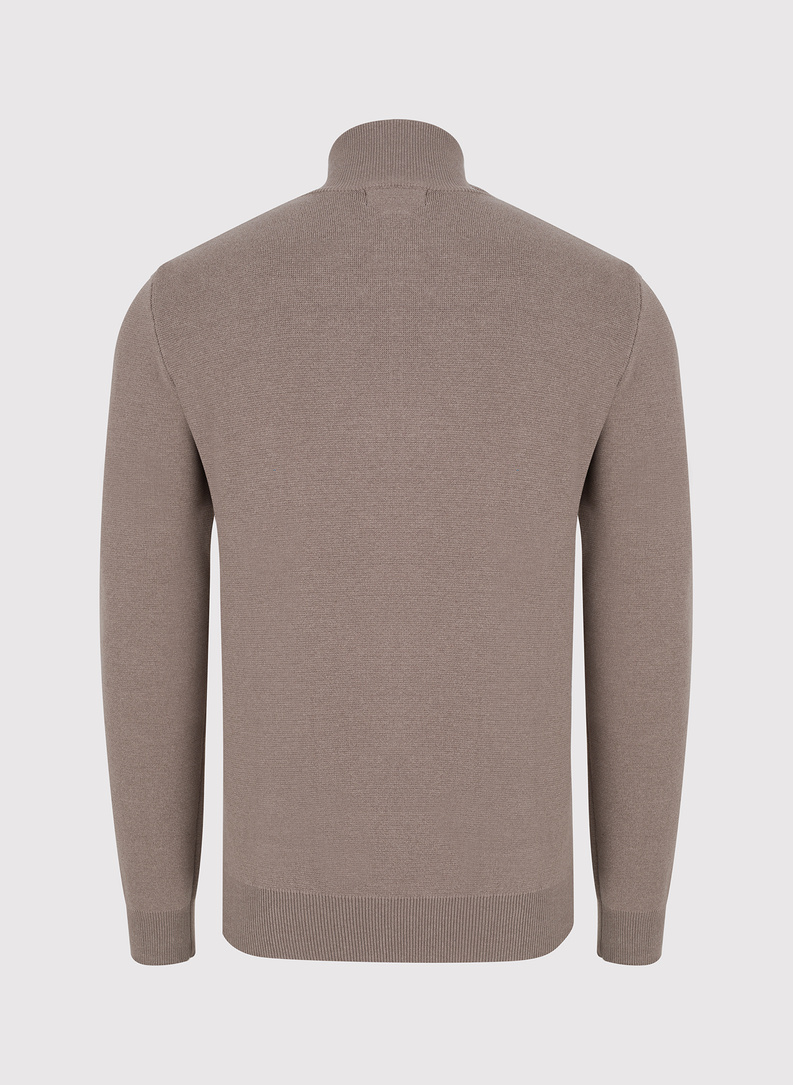 Sweter męski rozpinany w kolorze beżowym