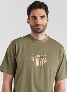 Zielony T-shirt z krótkim rękawem oversize C21SF-TX-002-Z